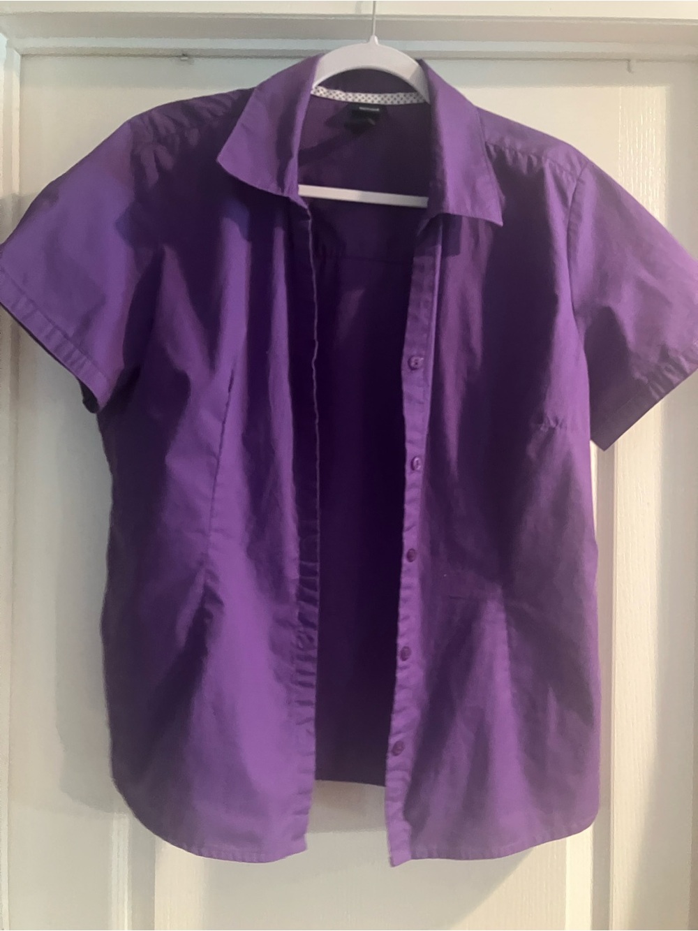 Purple Short Sleeve Button-Front Shirt